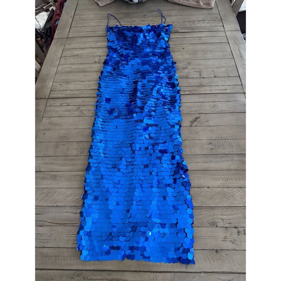 Blue Sequin Midi Dress | size 36 - Picture 4 of 7